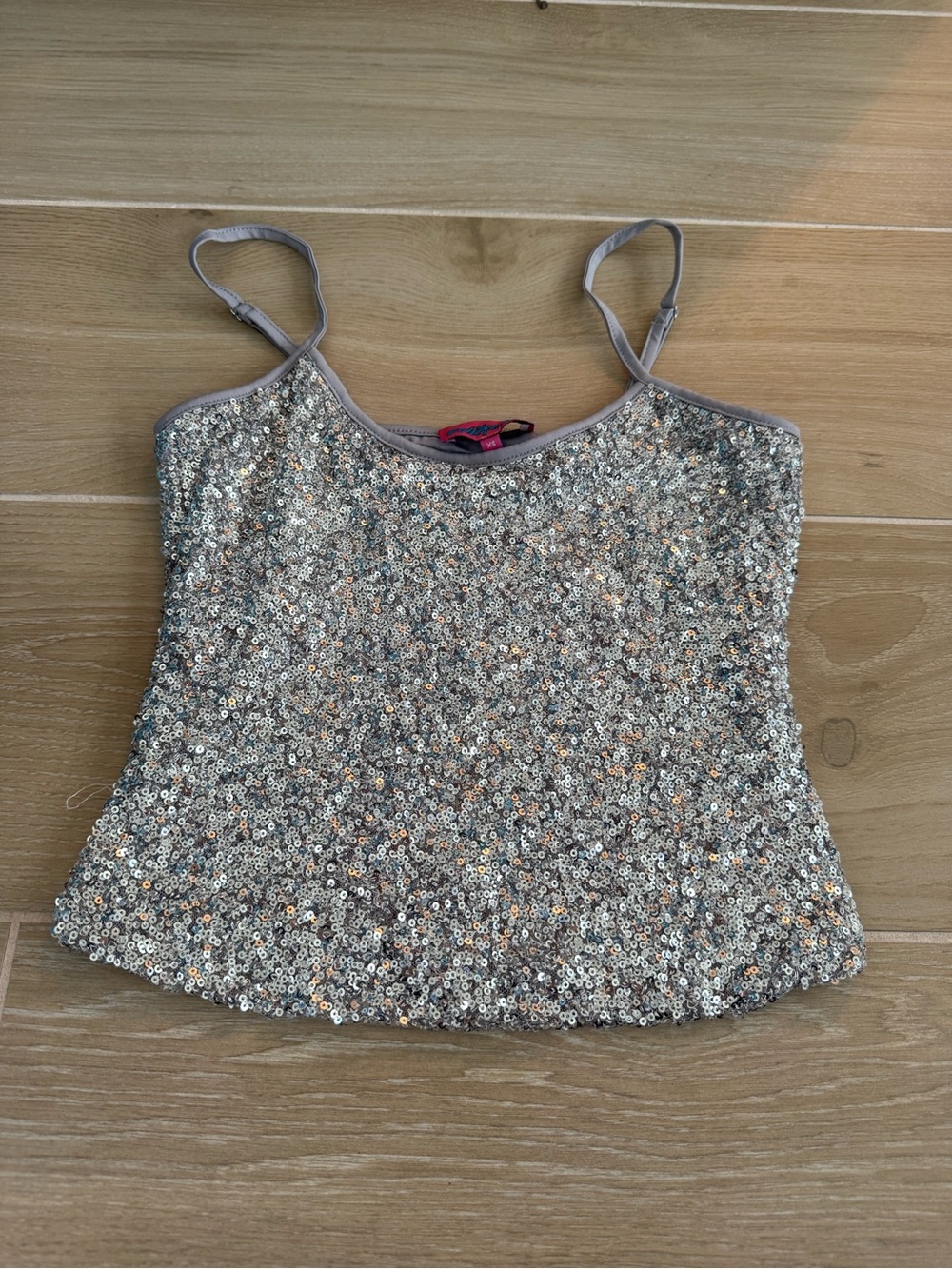 Edikted Silver Sequin Spaghetti Strap Camisole